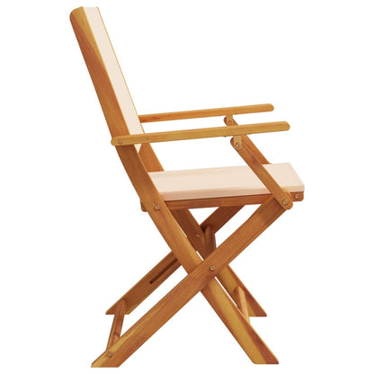 Chaises de jardin lot de 2 beige bois d'acacia massif et tissu