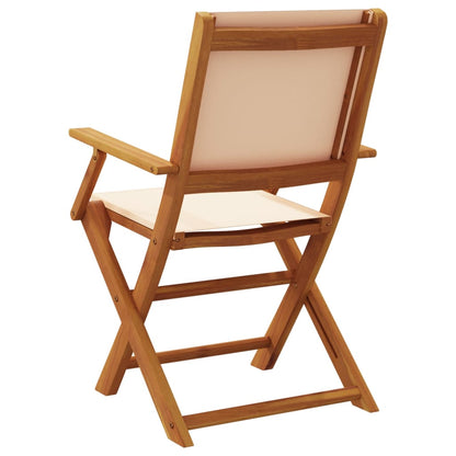 Chaises de jardin lot de 2 beige bois d'acacia massif et tissu