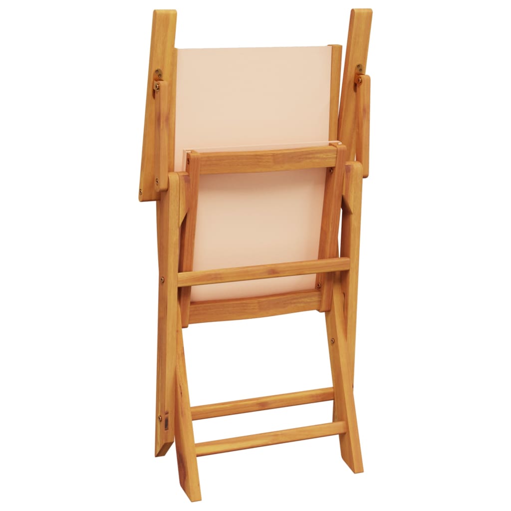 Chaises de jardin lot de 2 beige bois d'acacia massif et tissu