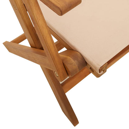 Chaises de jardin lot de 2 beige bois d'acacia massif et tissu