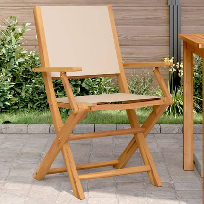 Chaises de jardin lot de 2 beige bois d'acacia massif et tissu