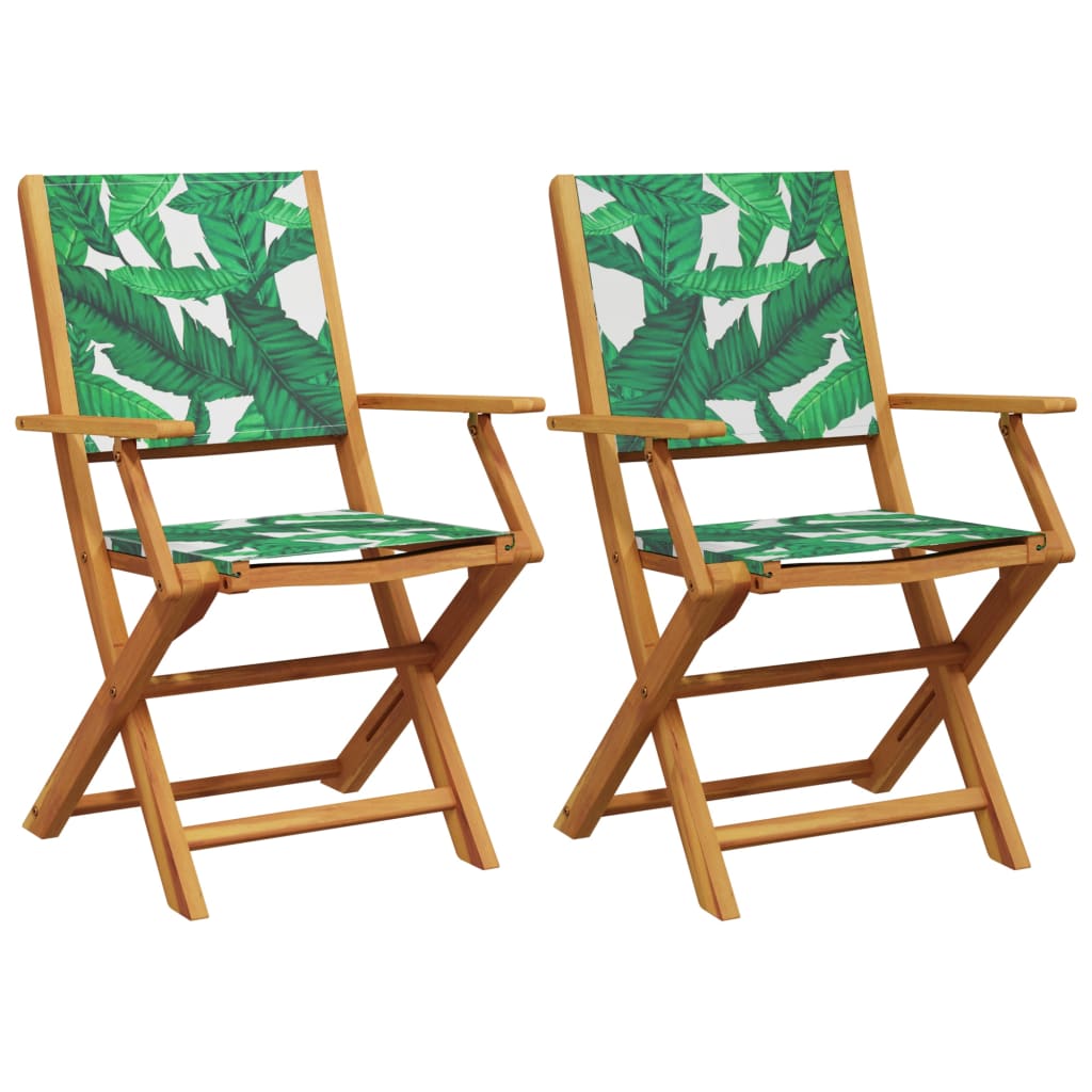 Chaises de jardin lot de 2 motif de feuilles acacia et tissu