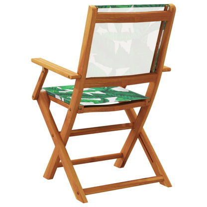 Chaises de jardin lot de 2 motif de feuilles acacia et tissu