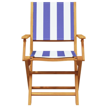 Chaises de jardin lot de 2 bleu/blanc bois acacia massif tissu