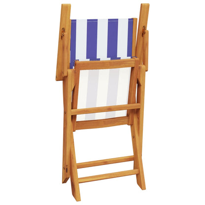 Chaises de jardin lot de 2 bleu/blanc bois acacia massif tissu