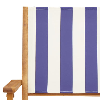 Chaises de jardin lot de 2 bleu/blanc bois acacia massif tissu