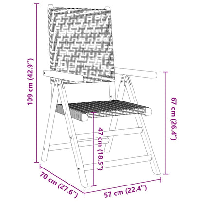 Chaises de jardin lot de 2 noir bois massif d'acacia et rotin