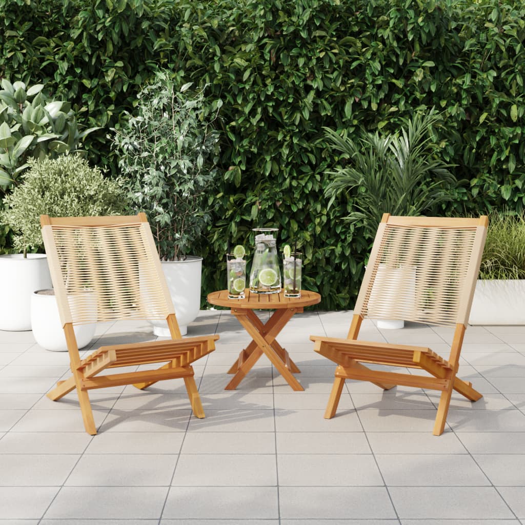 Chaises de jardin lot de 2 beige bois d'acacia et polypropylène