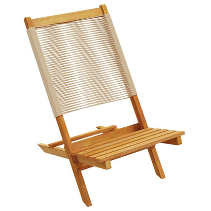 Chaises de jardin lot de 2 beige bois d'acacia et polypropylène