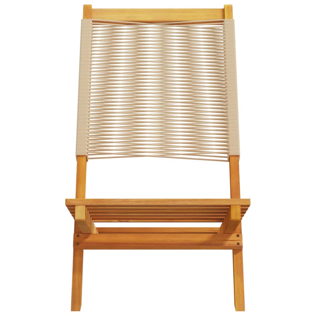 Chaises de jardin lot de 2 beige bois d'acacia et polypropylène