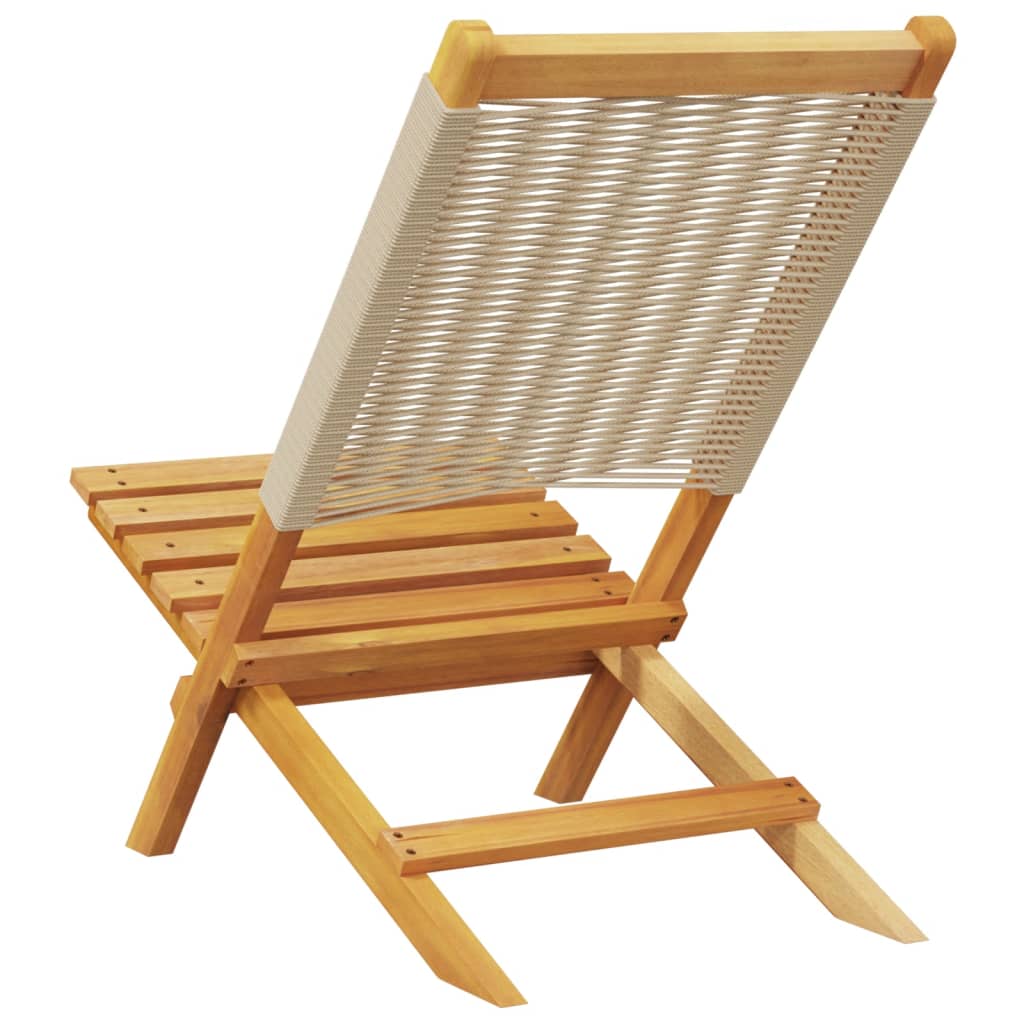 Chaises de jardin lot de 2 beige bois d'acacia et polypropylène