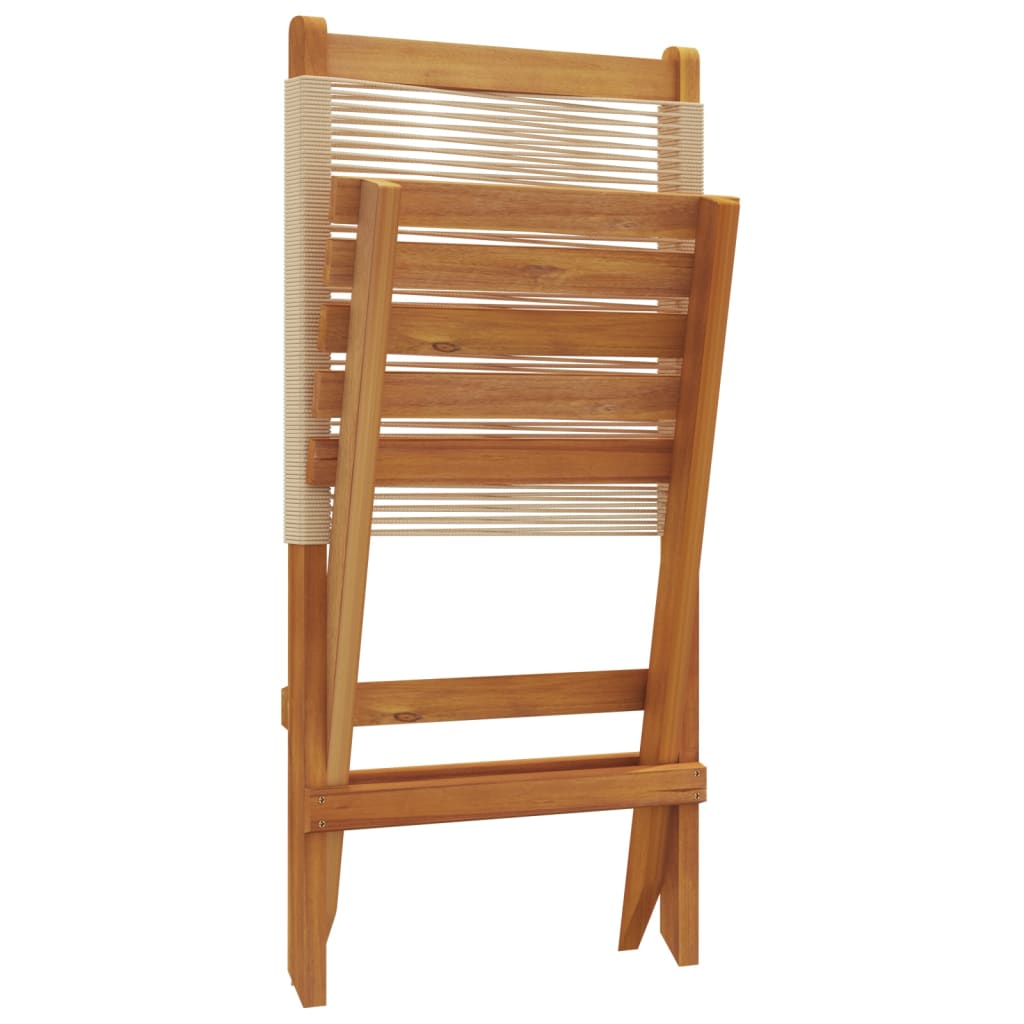 Chaises de jardin lot de 2 beige bois d'acacia et polypropylène