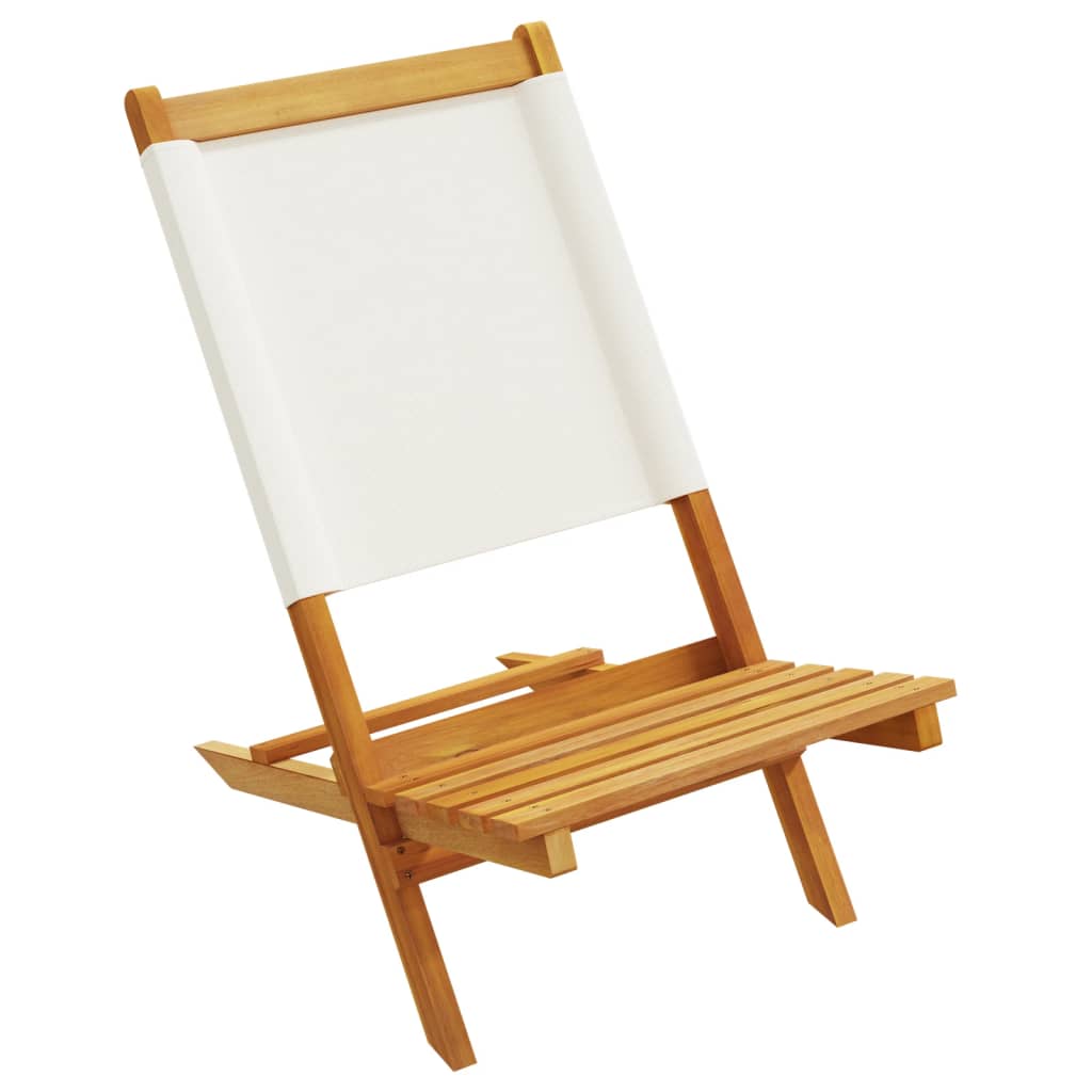 Chaises de jardin lot de 2 blanc crème bois acacia massif tissu