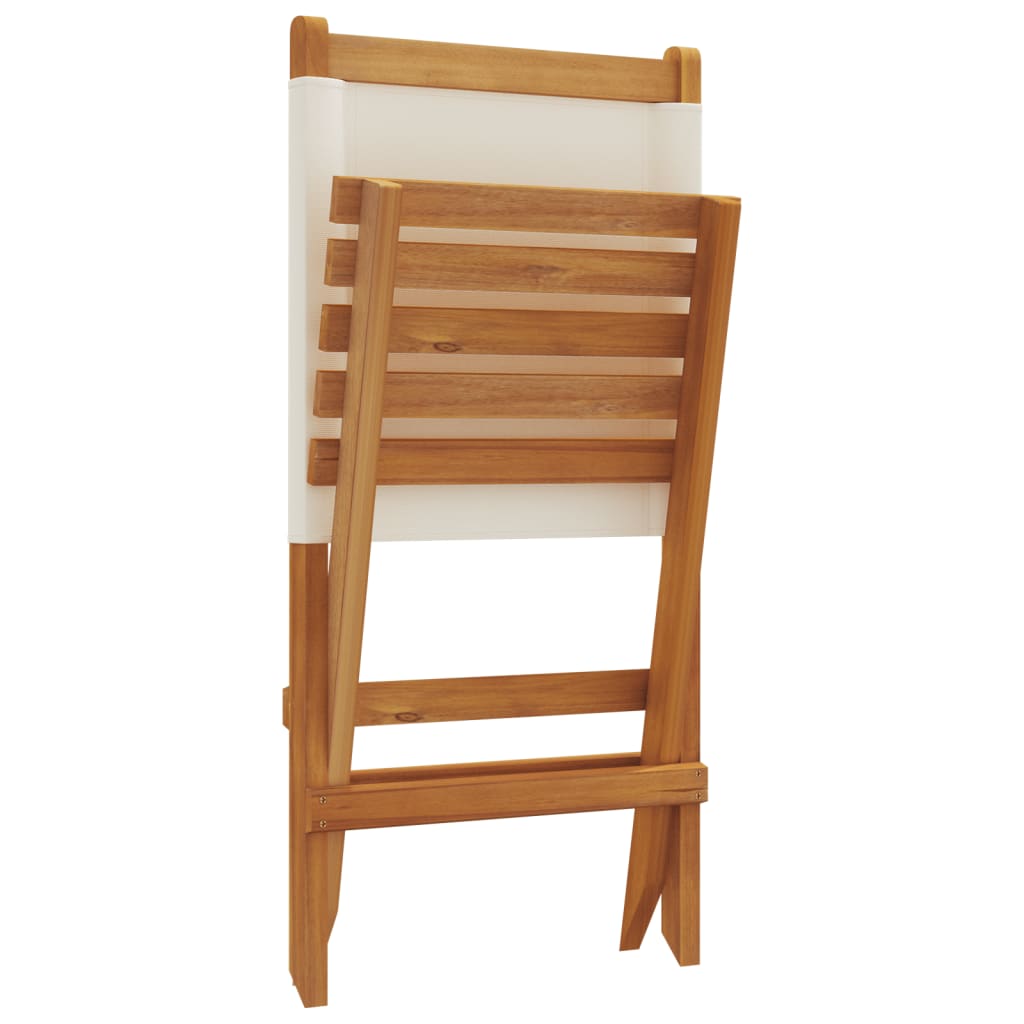 Chaises de jardin lot de 2 blanc crème bois acacia massif tissu