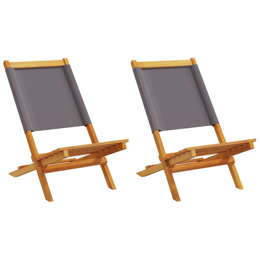 Chaises de jardin lot de 2 anthracite bois acacia massif tissu