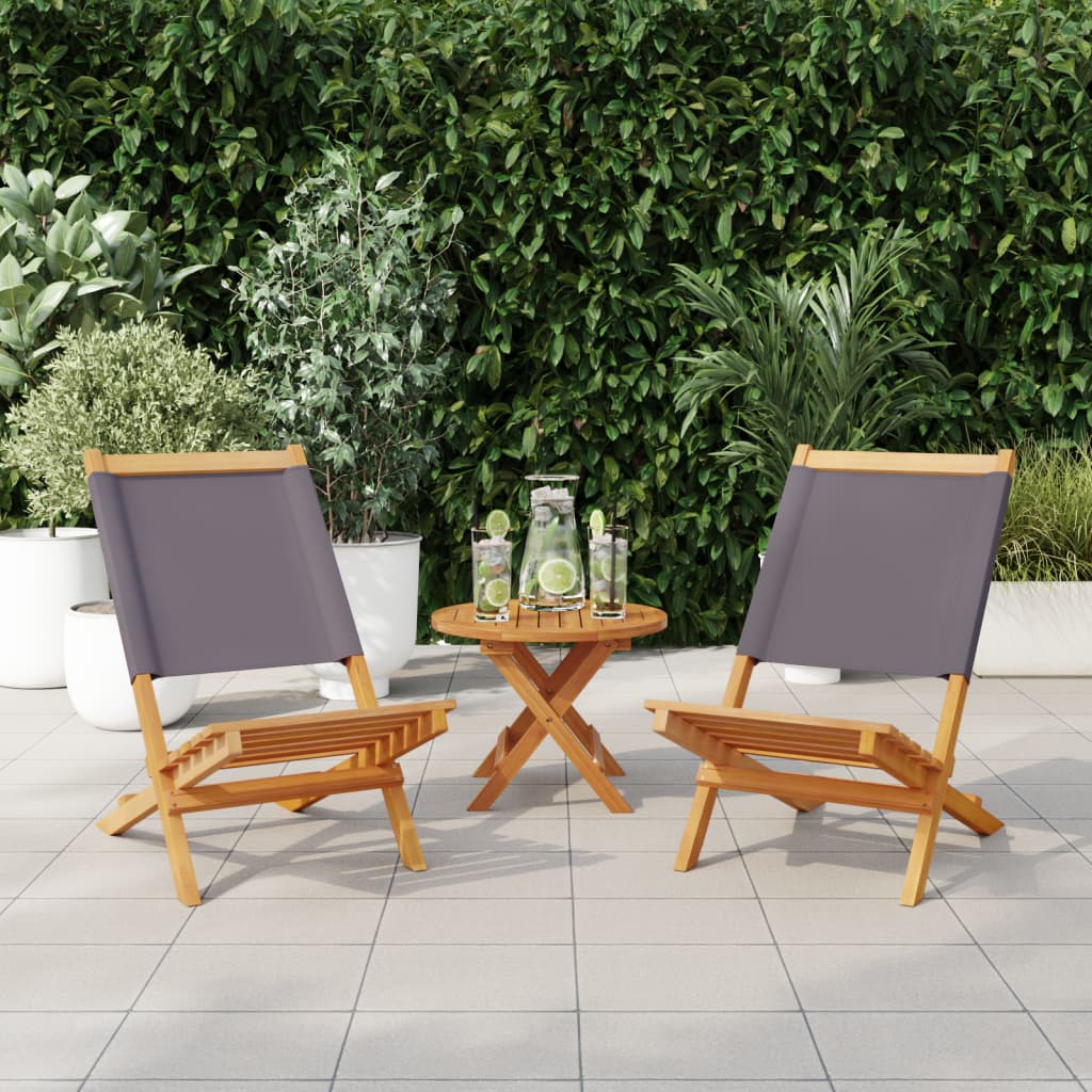 Chaises de jardin lot de 2 anthracite bois acacia massif tissu