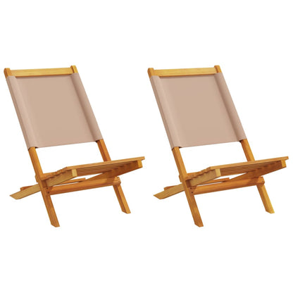 Chaises de jardin lot de 2 taupe bois d'acacia massif et tissu