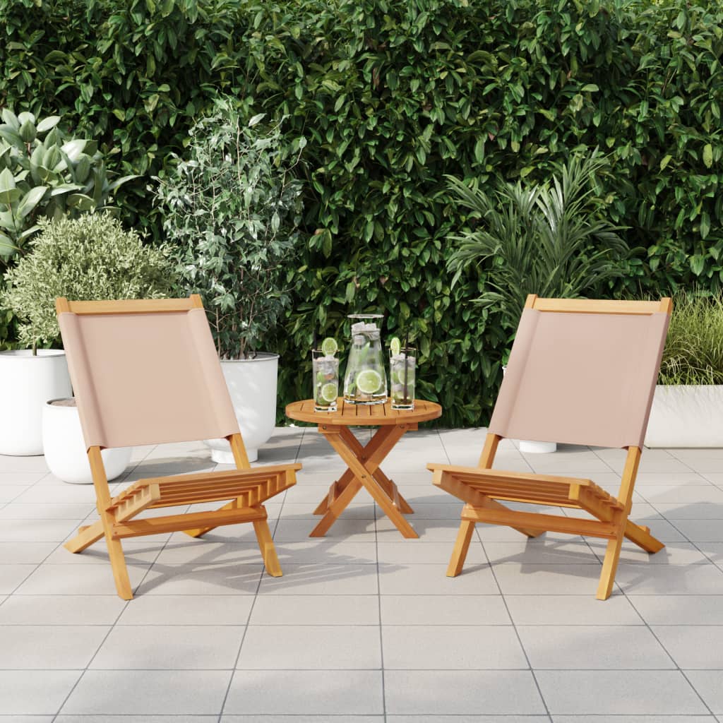 Chaises de jardin lot de 2 taupe bois d'acacia massif et tissu