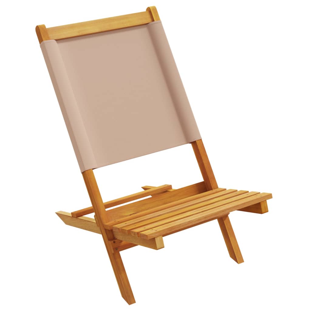 Chaises de jardin lot de 2 taupe bois d'acacia massif et tissu