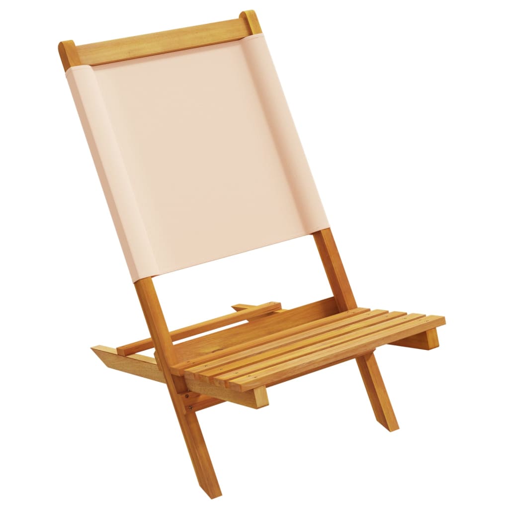 Chaises de jardin lot de 2 beige bois d'acacia massif et tissu