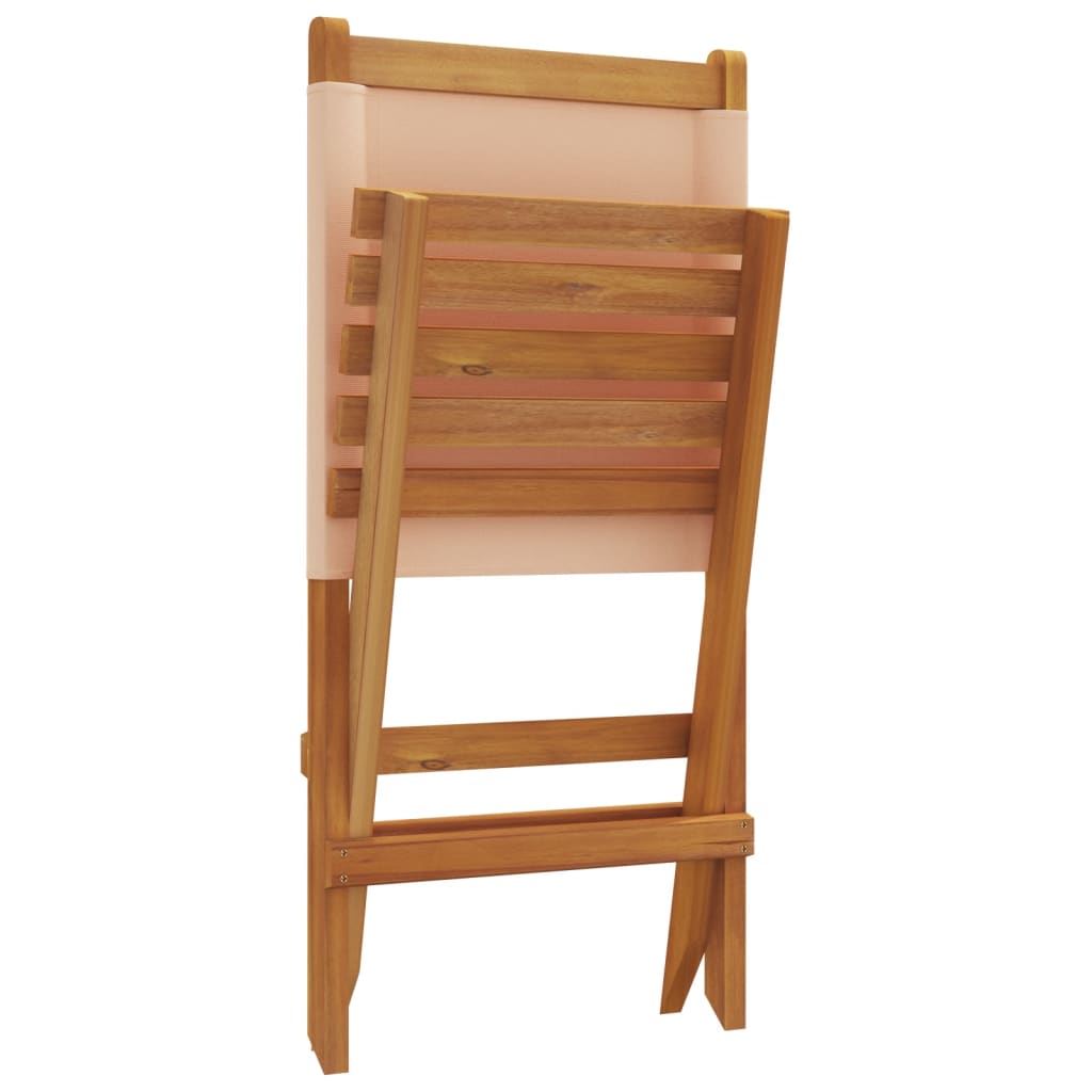 Chaises de jardin lot de 2 beige bois d'acacia massif et tissu