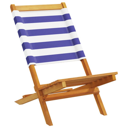 Chaises de jardin lot de 2 bleu/blanc bois acacia massif tissu