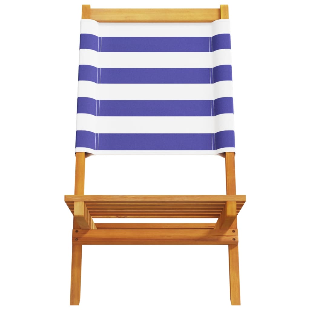 Chaises de jardin lot de 2 bleu/blanc bois acacia massif tissu