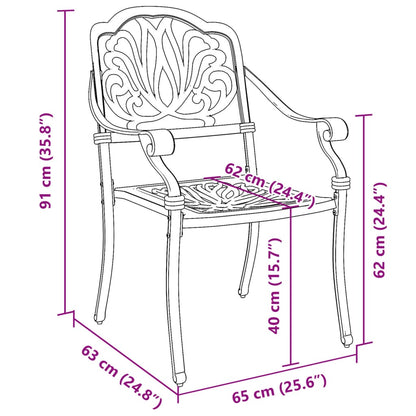 Chaises de jardin lot de 2 vert aluminium coulé