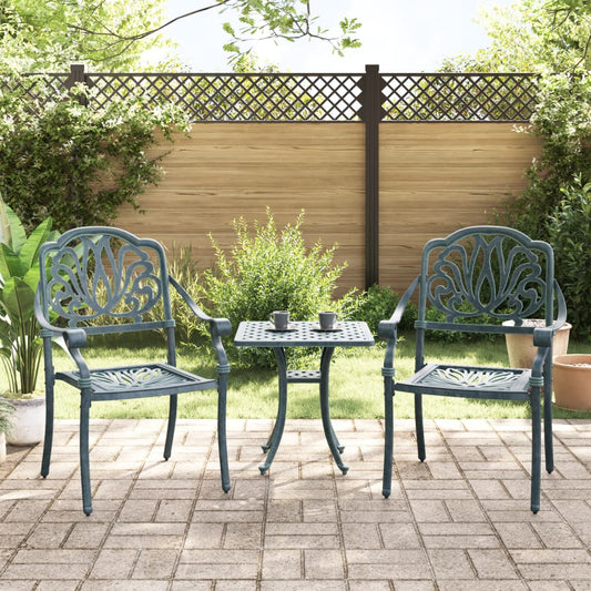 Chaises de jardin lot de 2 vert aluminium coulé