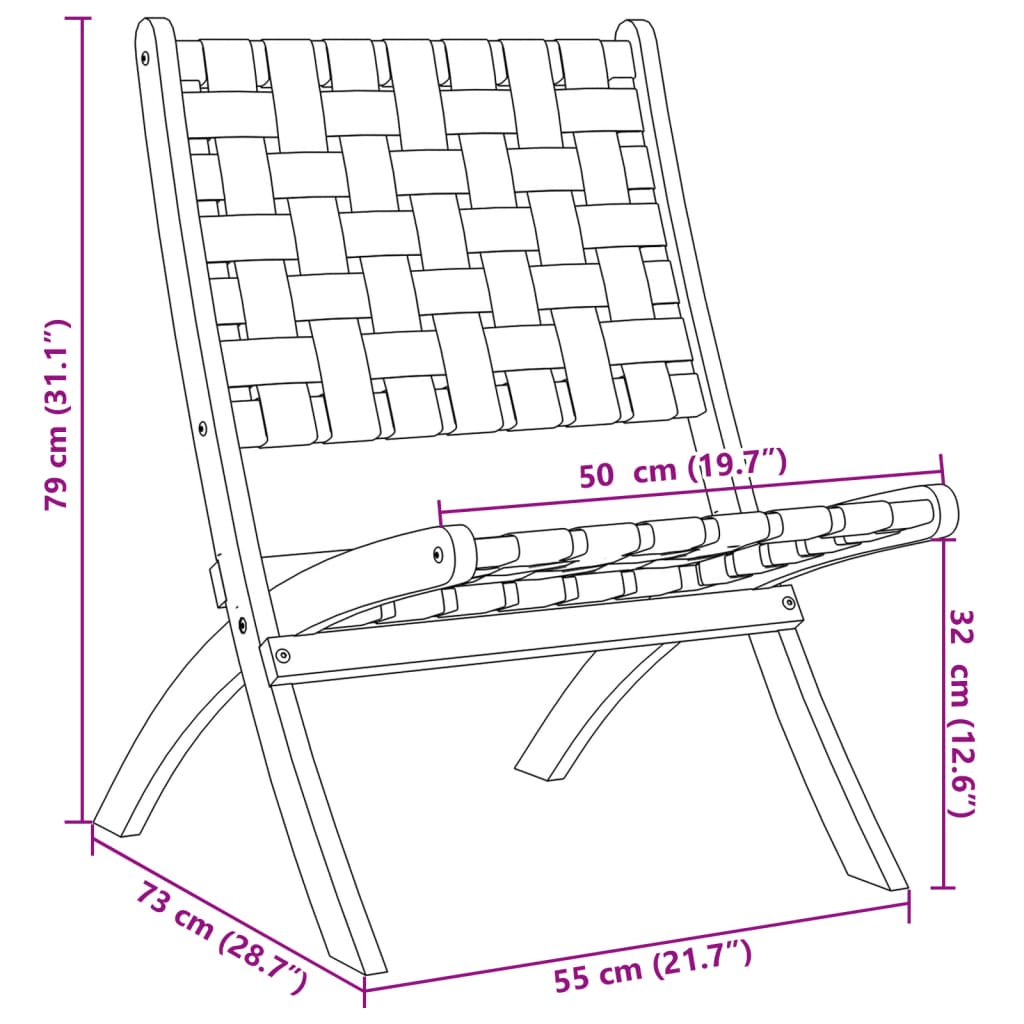 Chaises de jardin pliantes lot de 2 bois d'acacia solide tissu