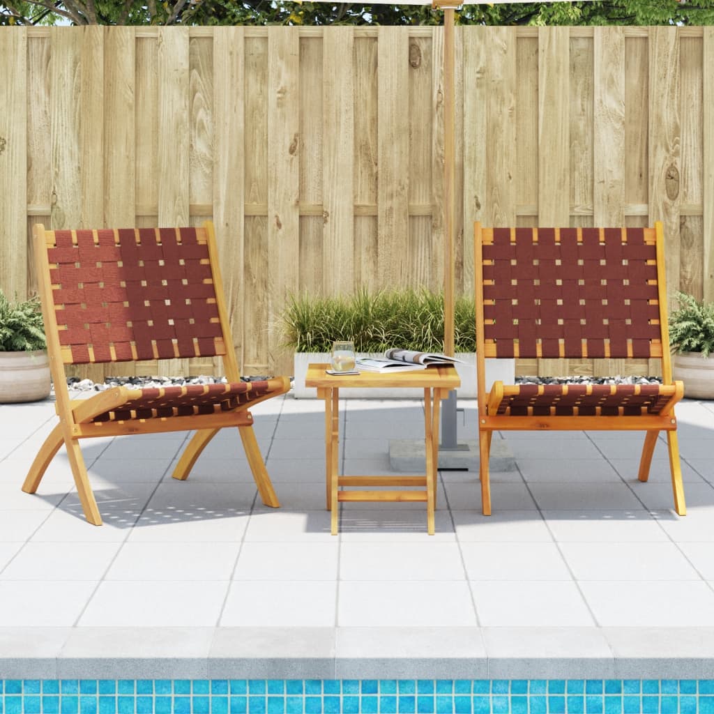 Chaises de jardin pliantes lot de 2 bois d'acacia solide tissu