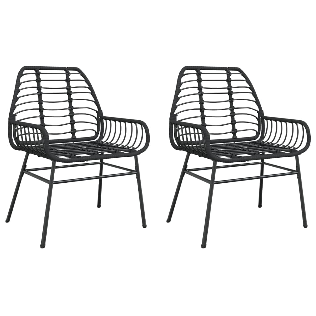 Chaises de jardin lot de 2 Noir Résine tressée