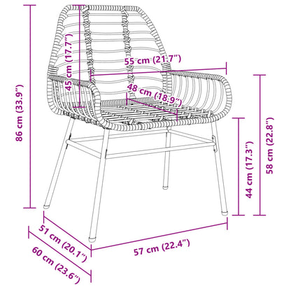 Chaises de jardin lot de 2 marron résine tressée