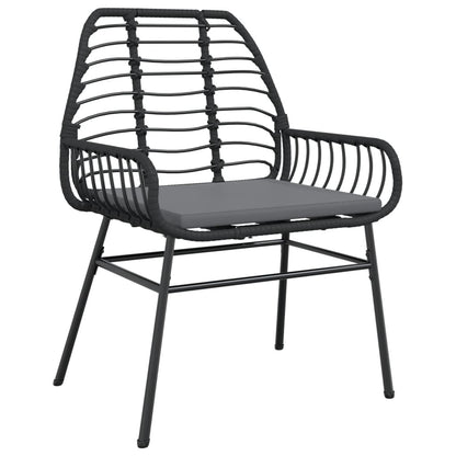 Chaises de jardin lot de 2 avec coussins noir résine tressée