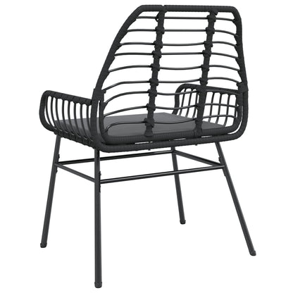 Chaises de jardin lot de 2 avec coussins noir résine tressée