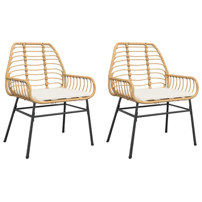 Chaises de jardin lot de 2 et coussins marron rotin