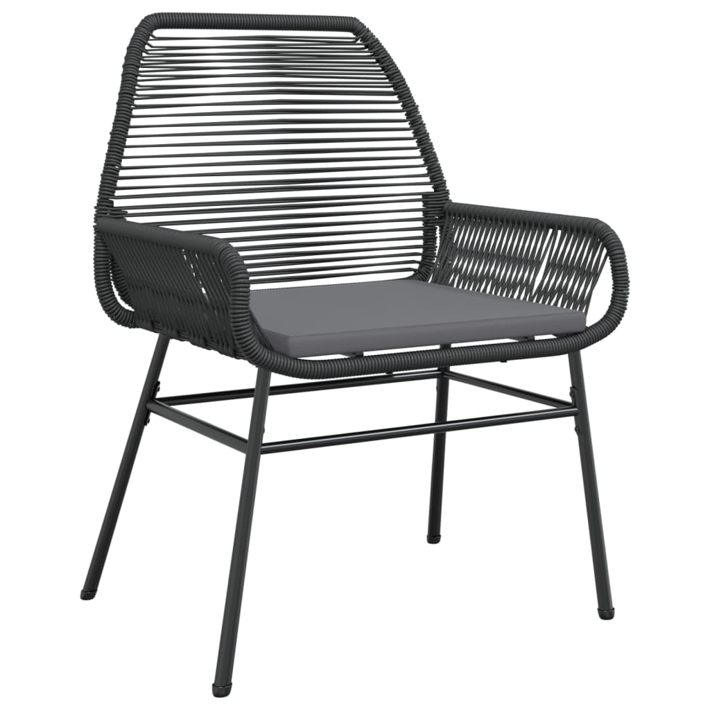 Chaises de jardin lot de 2 avec coussins noir résine tressée