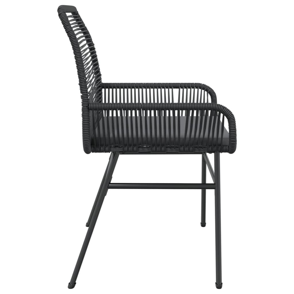 Chaises de jardin lot de 2 avec coussins noir résine tressée