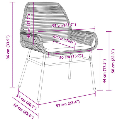 Chaises de jardin lot de 2 avec coussins noir résine tressée