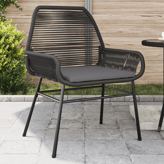 Chaises de jardin lot de 2 avec coussins noir résine tressée