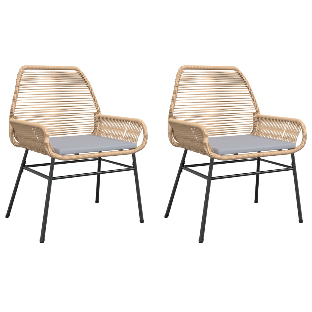 Chaises de jardin lot de 2 et coussins marron rotin