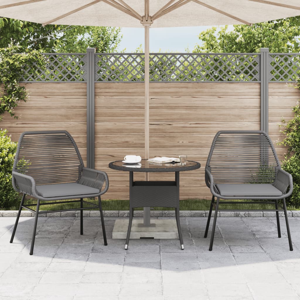 Chaises de jardin lot de 2 avec coussins gris résine tressée