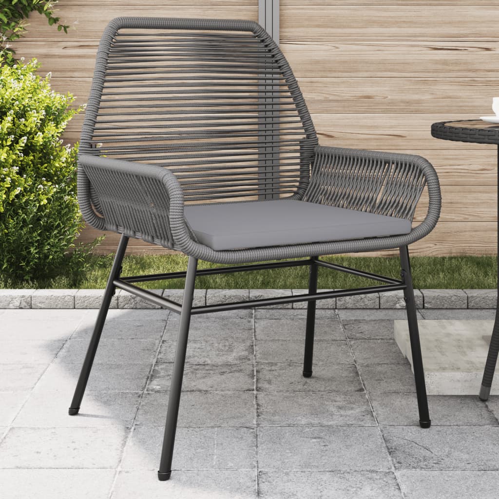 Chaises de jardin lot de 2 avec coussins gris résine tressée