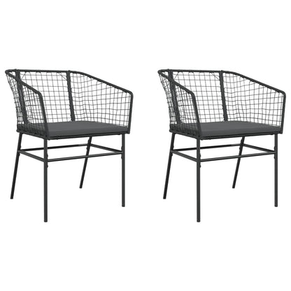 Chaises de jardin lot de 2 avec coussins noir résine tressée