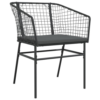 Chaises de jardin lot de 2 avec coussins noir résine tressée