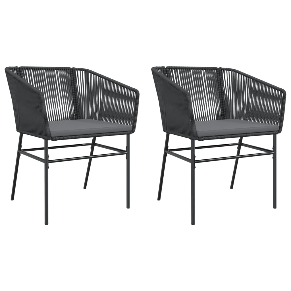 Chaises de jardin lot de 2 avec coussins noir résine tressée