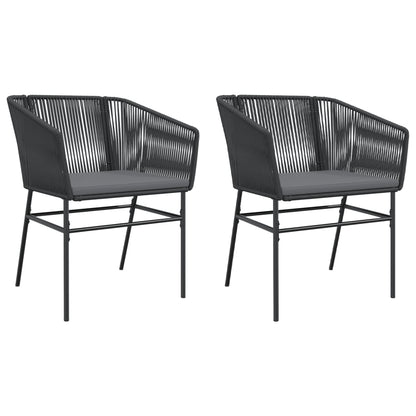 Chaises de jardin lot de 2 avec coussins noir résine tressée