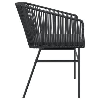 Chaises de jardin lot de 2 avec coussins noir résine tressée