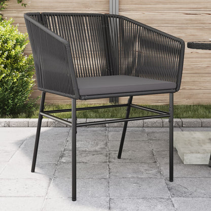 Chaises de jardin lot de 2 avec coussins noir résine tressée