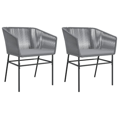 Chaises de jardin lot de 2 avec coussins gris résine tressée